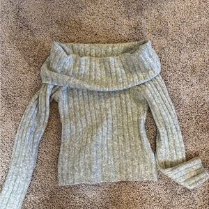 Women's Gray Off-Shoulder Sweater